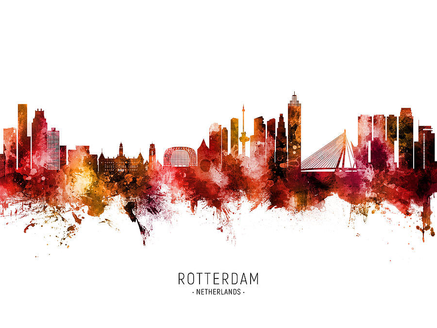Rotterdam The Netherlands Skyline #09b Digital Art by Michael Tompsett