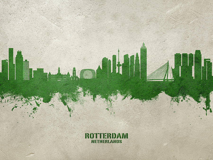 Rotterdam The Netherlands Skyline #11b Digital Art by Michael Tompsett