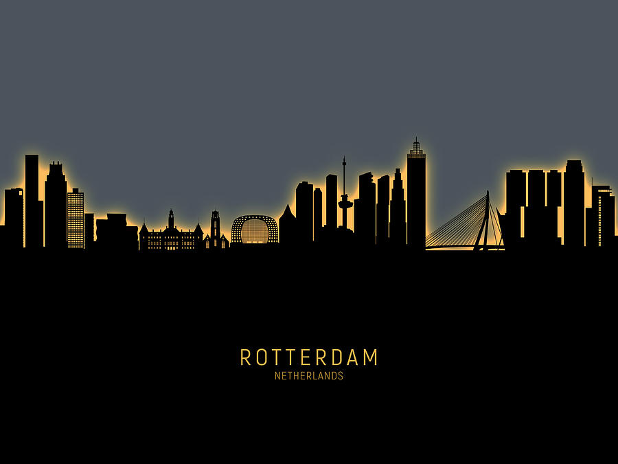 Rotterdam The Netherlands Skyline #12b Digital Art by Michael Tompsett