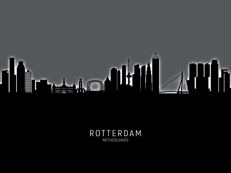 Rotterdam The Netherlands Skyline #13b Digital Art by Michael Tompsett