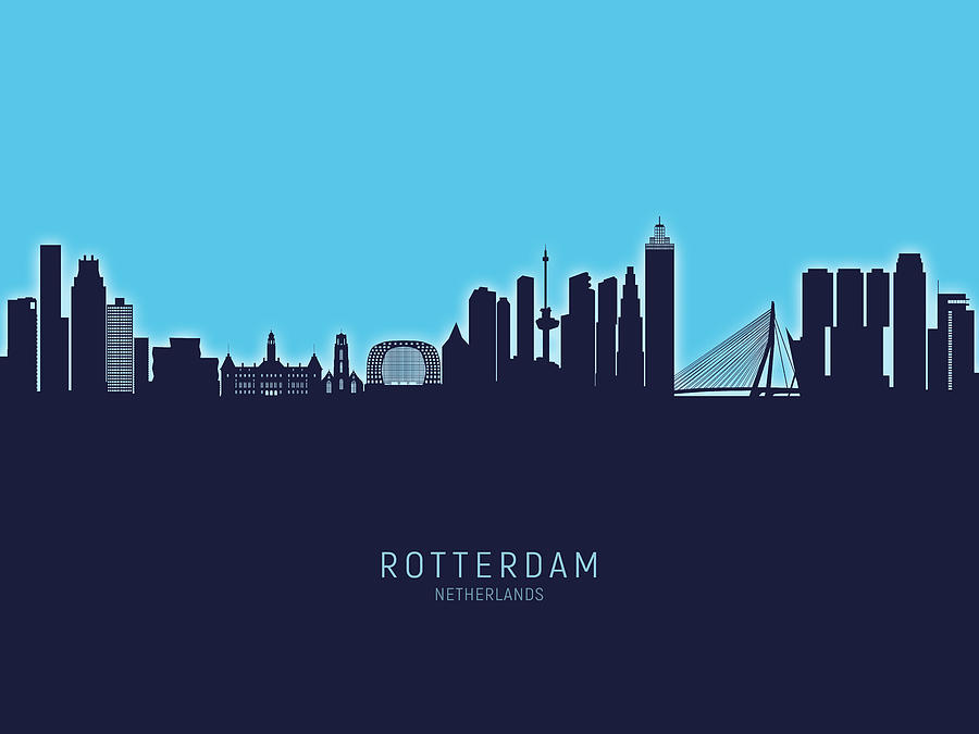Rotterdam The Netherlands Skyline #15b Digital Art by Michael Tompsett