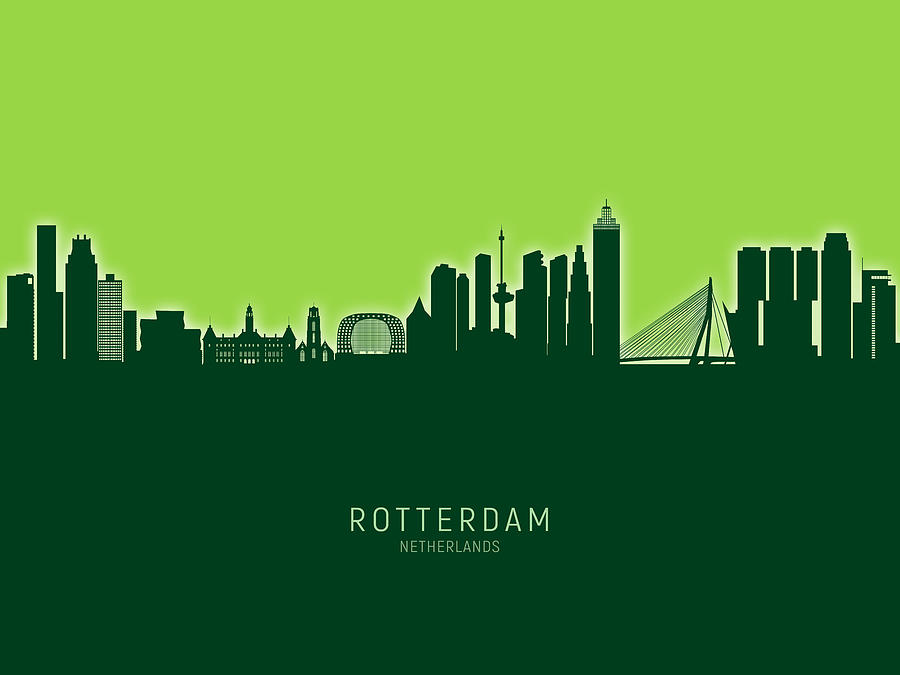 Rotterdam The Netherlands Skyline #16b Digital Art by Michael Tompsett