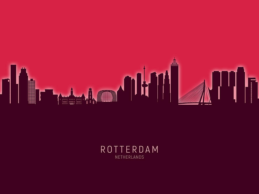 Rotterdam The Netherlands Skyline #18b Digital Art by Michael Tompsett