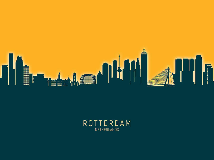 Rotterdam The Netherlands Skyline #19b Digital Art by Michael Tompsett