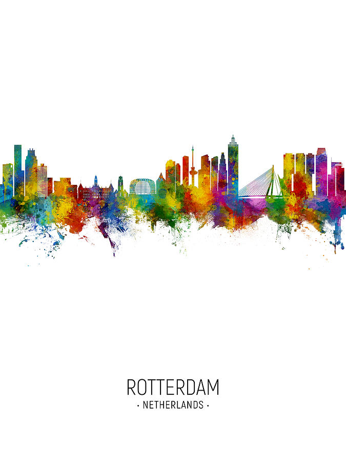 Rotterdam The Netherlands Skyline #21b Digital Art by Michael Tompsett