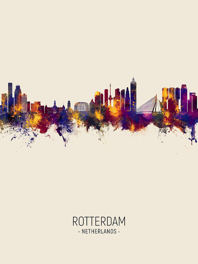Rotterdam The Netherlands Skyline #22b Digital Art by Michael Tompsett