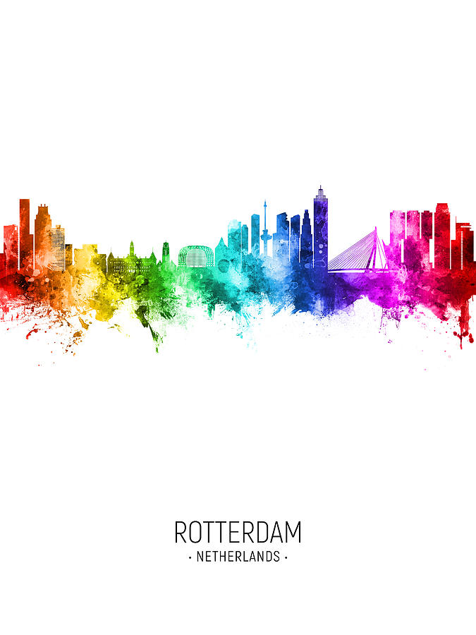 Rotterdam The Netherlands Skyline #24b Digital Art by Michael Tompsett
