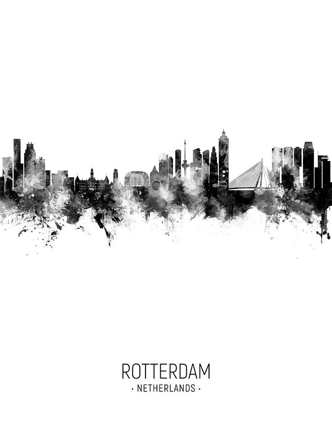 Rotterdam The Netherlands Skyline #25b Digital Art by Michael Tompsett