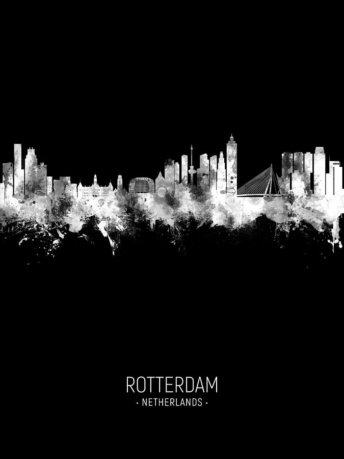 Rotterdam The Netherlands Skyline #26b Digital Art by Michael Tompsett