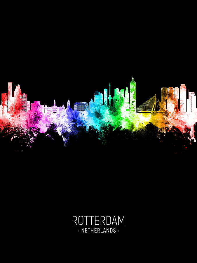 Rotterdam The Netherlands Skyline #27b Digital Art by Michael Tompsett