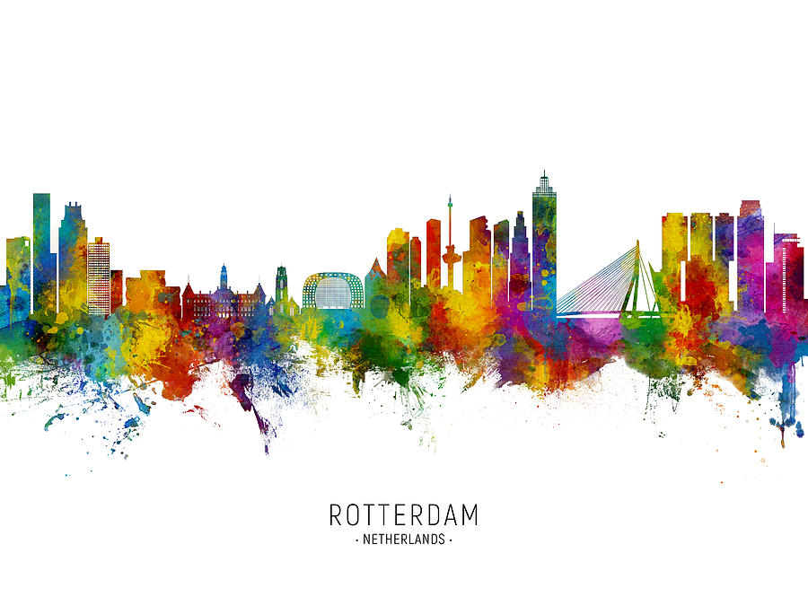 Rotterdam The Netherlands Skyline #99b Digital Art by Michael Tompsett