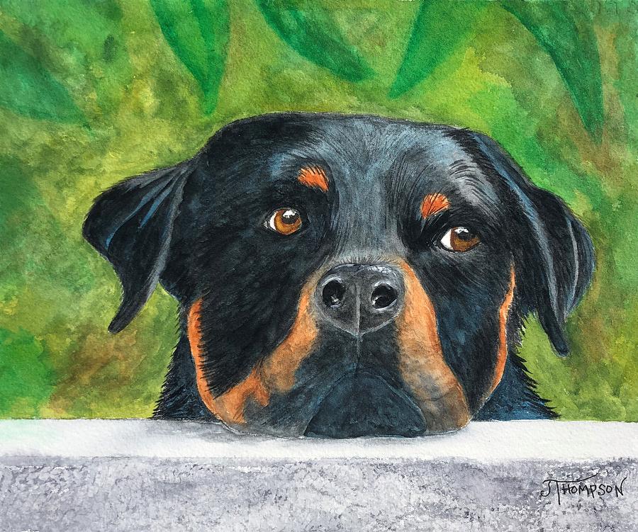 Rottweiler Painting - Rotties Soft Side by Judy Thompson