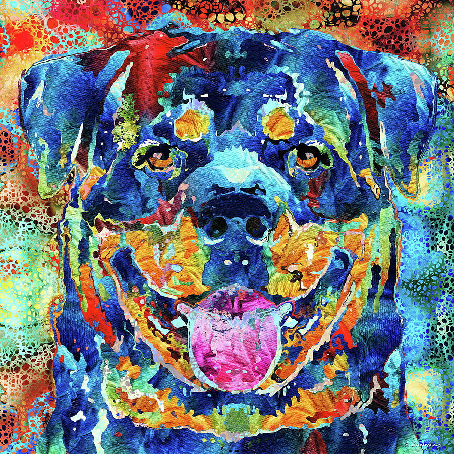 Rottweiler Dog Art - Hidden Gem - Sharon Cummings Painting by Sharon ...