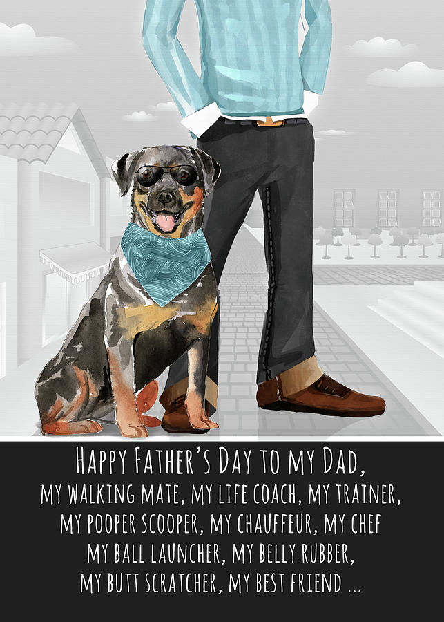 Rottweiler from the Dog Fathers Day Funny Dog Breed Specific Digital Art by Doreen Erhardt
