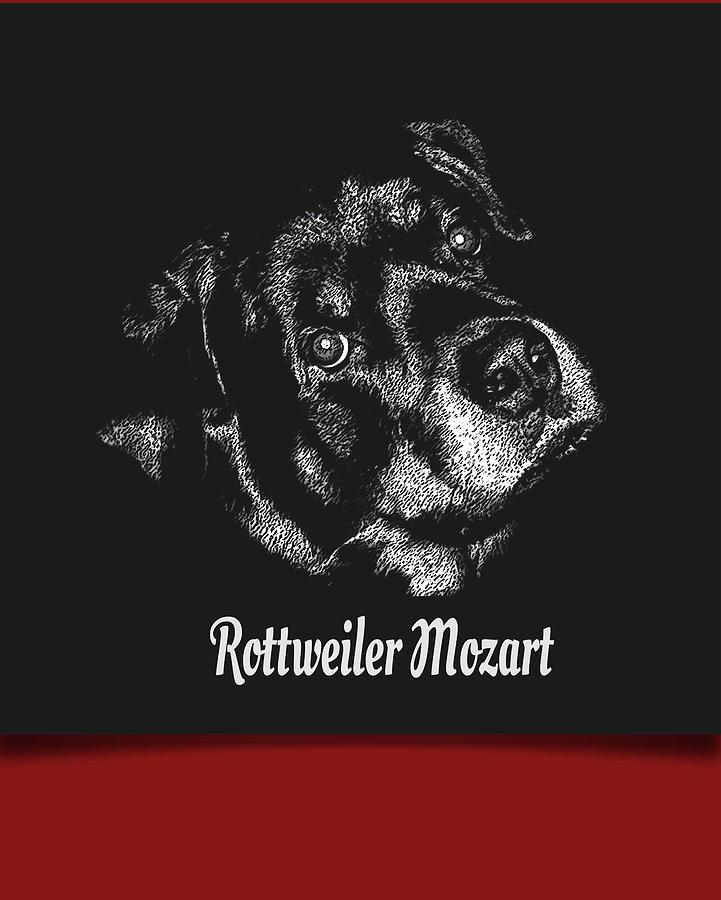 Rottweiler Mozart Portrait 2 Digital Art by Miss Pet Sitter