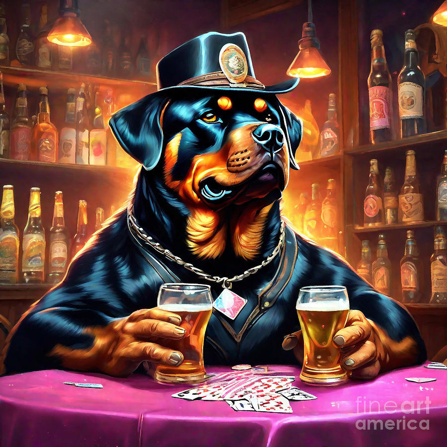 Rottweiler Rottweiler Rounds Bold Brews And Barks Painting