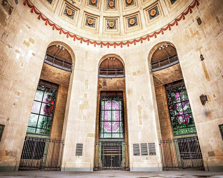 Football Stadium Photograph - Rotunda Arches and Stained Glass of Ohio Stadium by Gregory Ballos