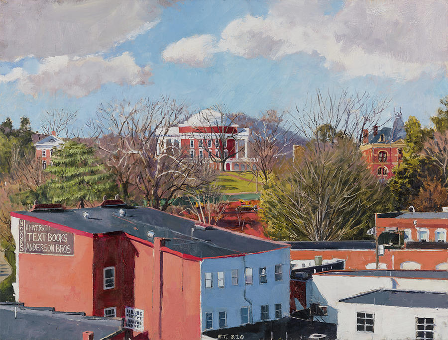 University Of Virginia Painting - Rotunda over Corner Rooftops by Edward Thomas