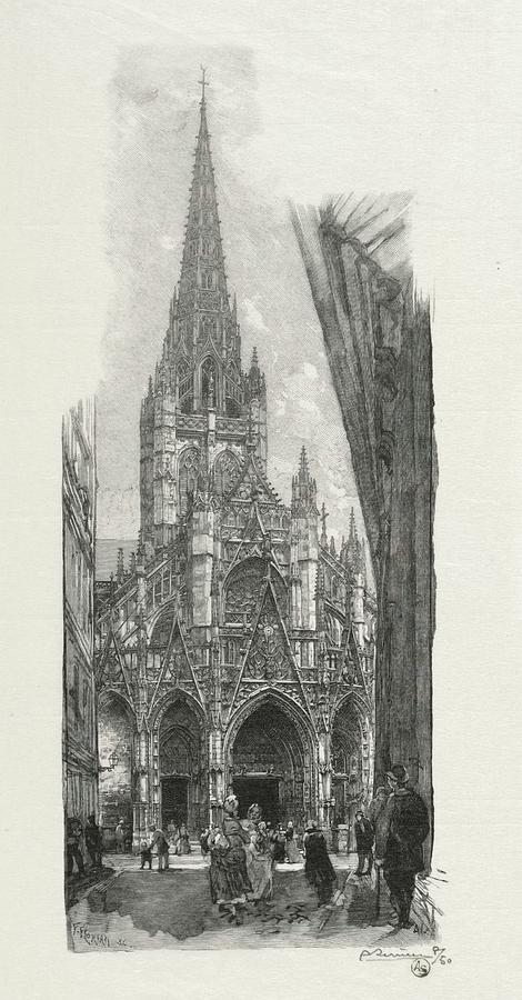 Rouen Illustre Eglise Saint Maclon 1896 Auguste Louis Painting by MotionAge Designs