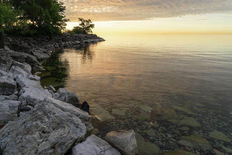 Rough and Smooth - Cool Textural Juxtaposition at Sunrise on the Lakeshore  Photograph by Georgia Mizuleva