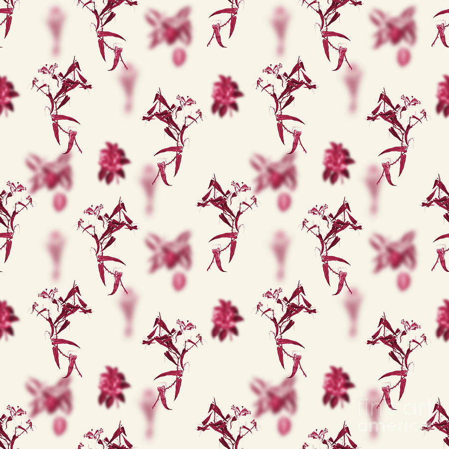 Vintage Mixed Media - Rough Bindweed Botanical Seamless Pattern in Viva Magenta n.0861 by Holy Rock Design