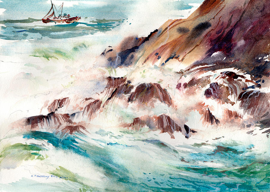 Rough Seas Painting by P Anthony Visco