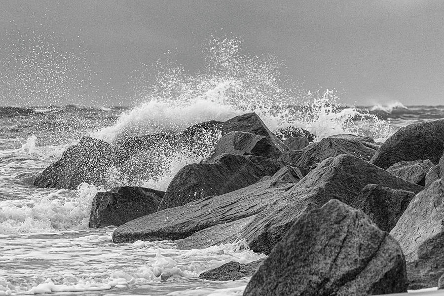 Rough Waters At The Rock Jetty Atlantic Beach North Carolina Photograph