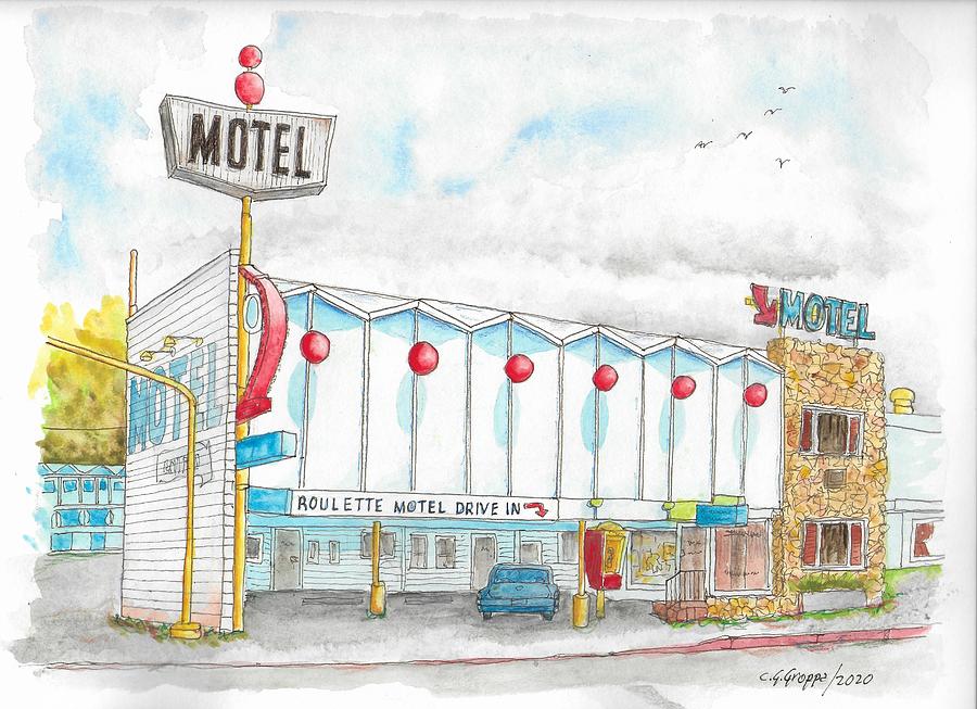 Roulette Motel Drive In, Reno, Nevada Painting by Carlos G Groppa