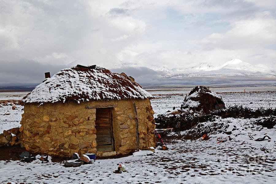 Round house in the snow Sajama National Park Bolivia Photograph by James Brunker