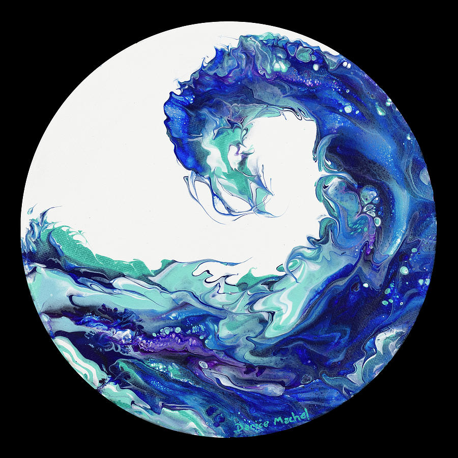 Round Maui Wave Painting by Darice Machel McGuire