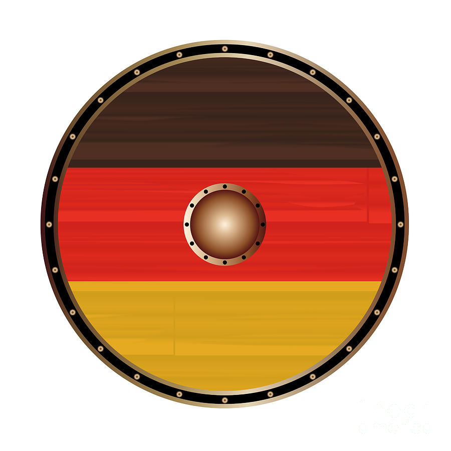 Round Viking Shield With Germany Flag Digital Art by Bigalbaloo