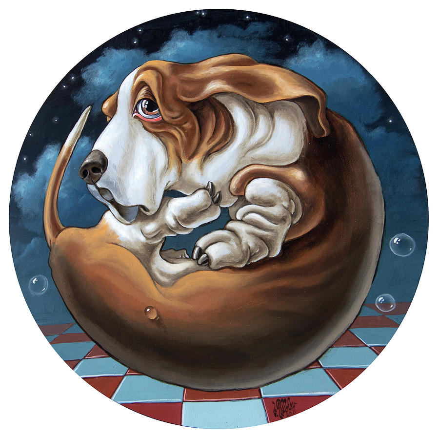 Rounded Basset Painting by Victor Molev