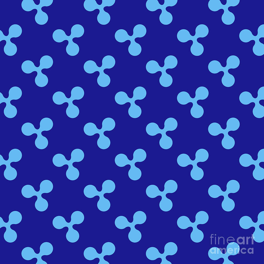 Rounded Clover Leaf Loose Pattern In Summer Sky And Ultramarine Blue N.0054 Painting