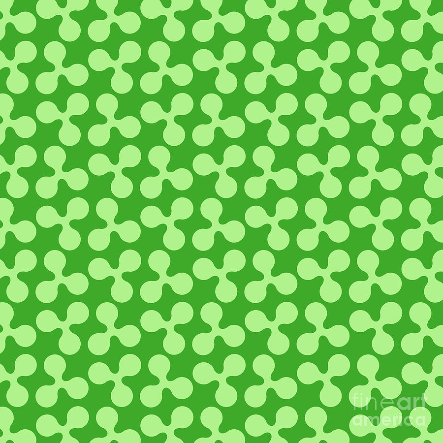 Rounded Clover Leaf Pattern In Light Apple And Grass Green N.1607 Painting