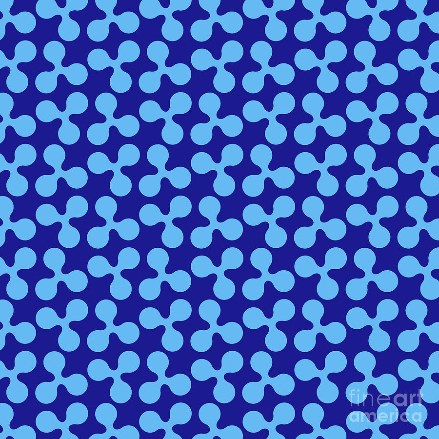 Rounded Clover Leaf Pattern In Summer Sky And Ultramarine Blue N.0219 Painting