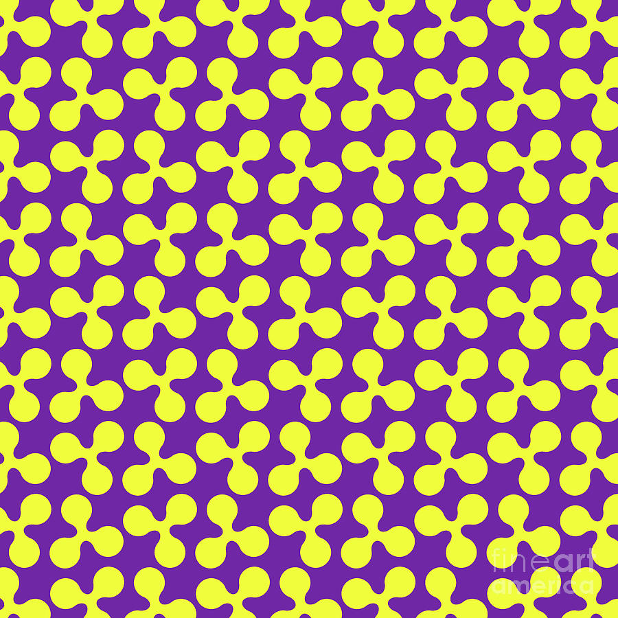 Rounded Clover Leaf Pattern In Sunny Yellow And Iris Purple N.1386 Painting