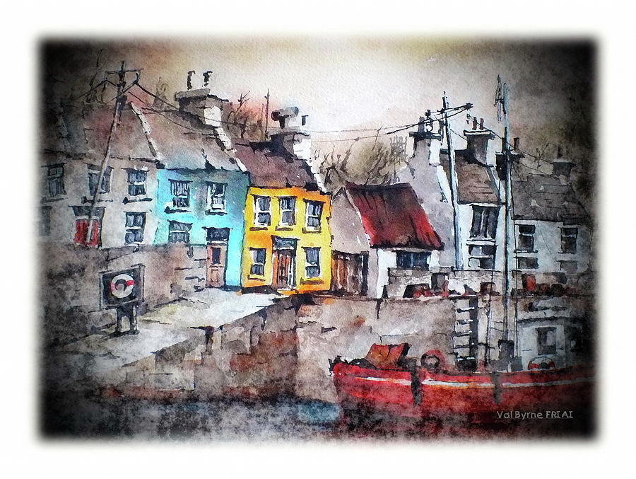 Roundstone Harbour, East, Co. Galway Painting by Val Byrne