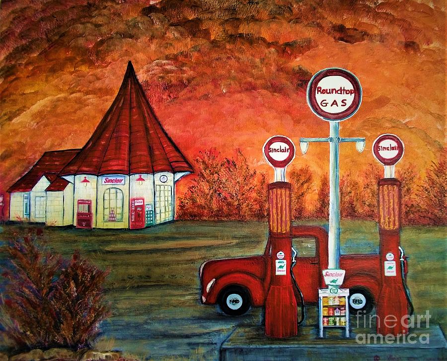 Roundtop Gas Station 1940s Painting by Vivian Cook