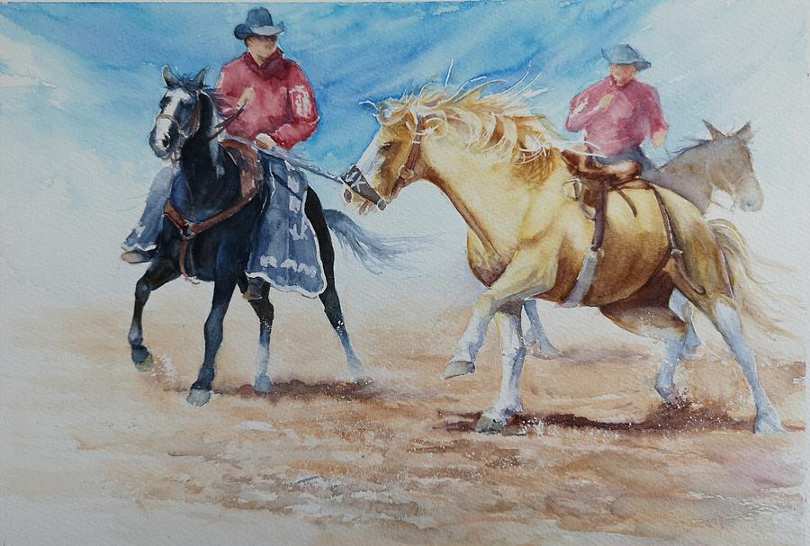 Horse Painting - Roundup by Julie Nash