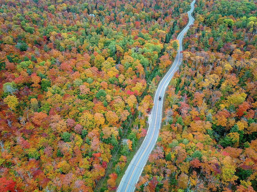 Fall Photograph - Route 42 Aerial by Adam Romanowicz