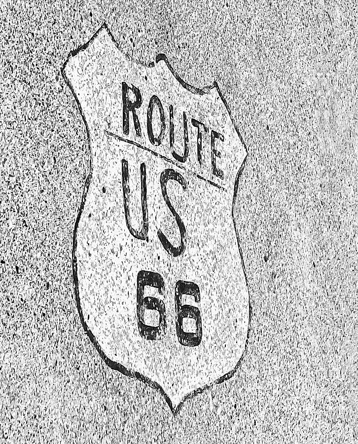 Route 66 Art BW Mixed Media by Bob Pardue