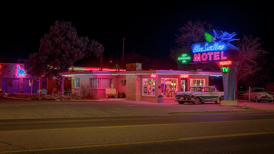 Route 66 - Blue Swallow Motel - Tucumcari New Mexico Photograph by Susan Rissi Tregoning