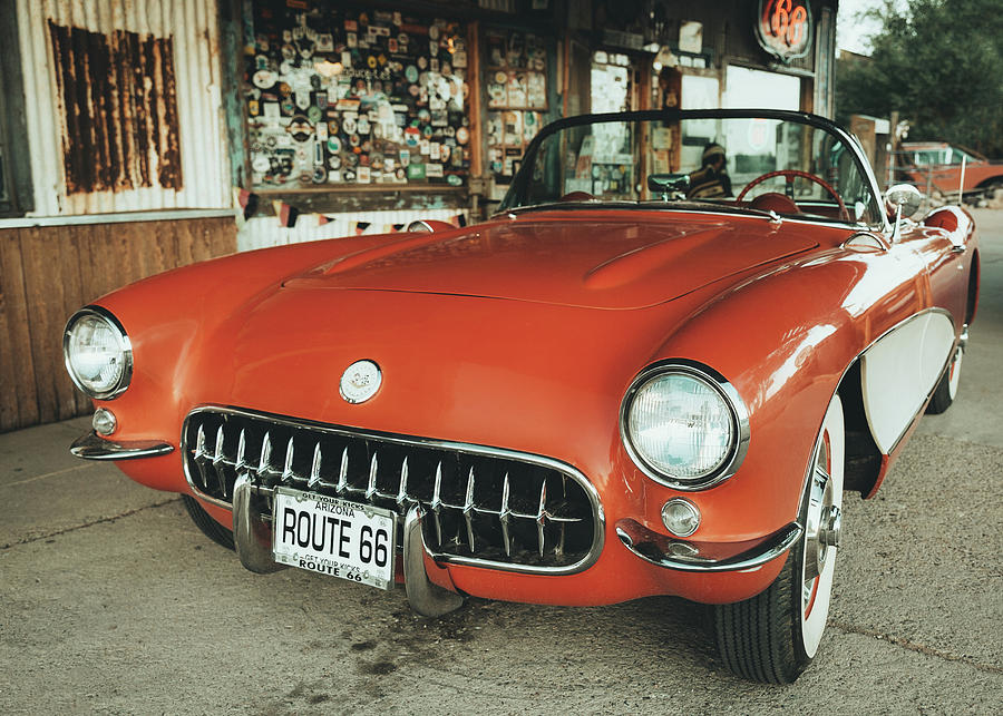 Route 66 Classic Corvette Photograph by Dave Bowman - Pixels