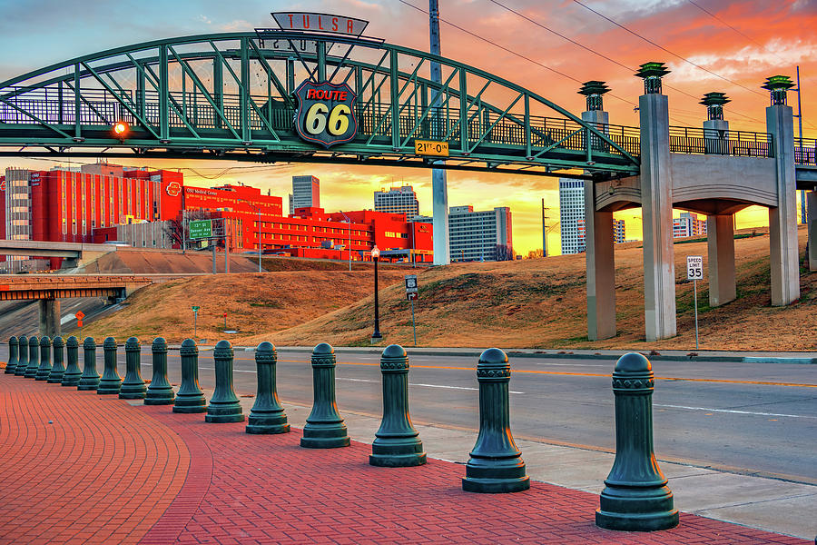 Route 66 Cyrus Avery Centennial Plaza Sunrise - Tulsa Photograph