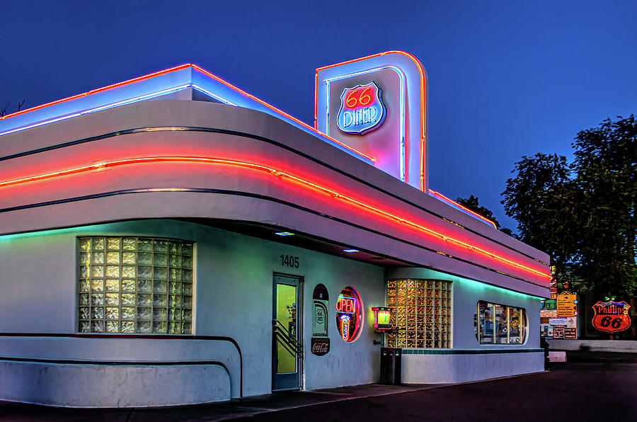 Route 66 Diner Lit Up Photograph By Mark Chandler Fine Art America   Route 66 Diner Lit Up Mark Chandler 