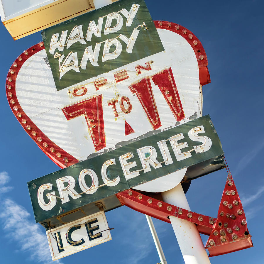 Route 66 - Handy Andy Neon Sign - Grants, NM Photograph by Susan Rissi Tregoning