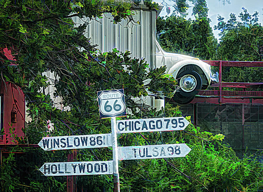 Route 66 Hollywood Winslow Arcadia Tulsa Chicago Photograph by Debra Martz