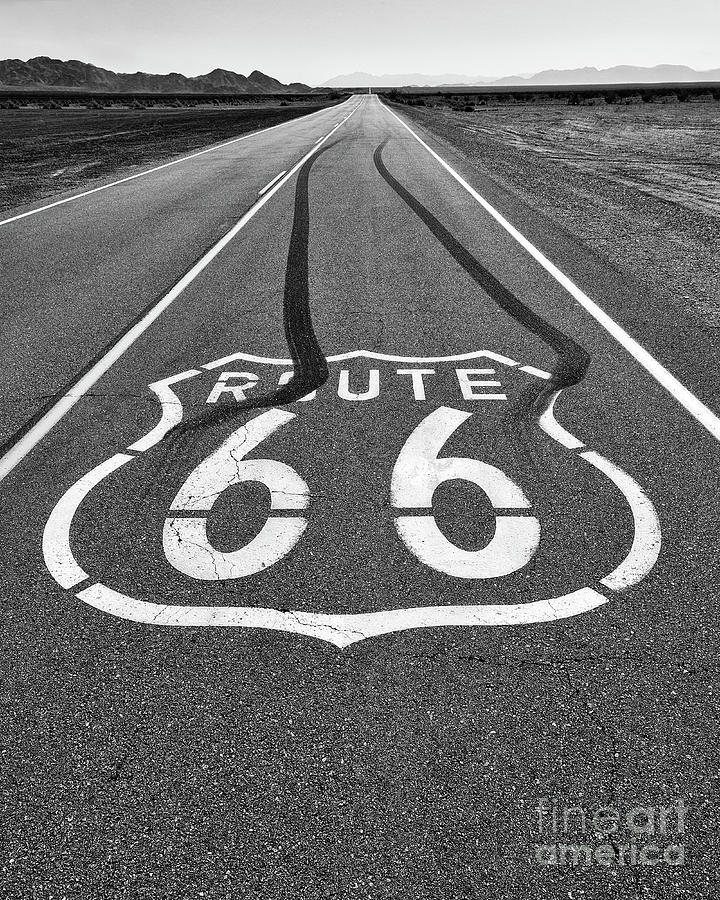 Route 66 In Black And White, California Photograph