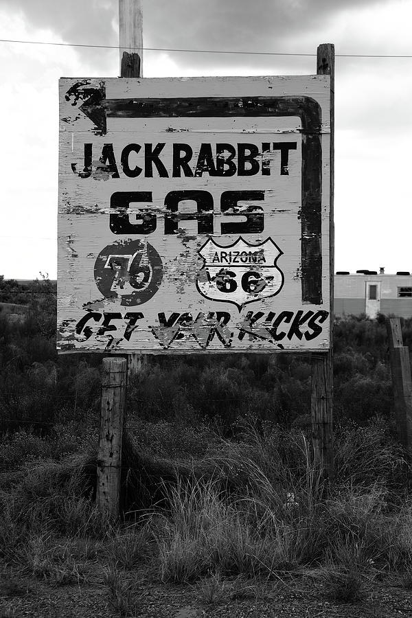 Route 66 - Jack Rabbit Trading Post 2008 #3 BW Photograph by Frank Romeo