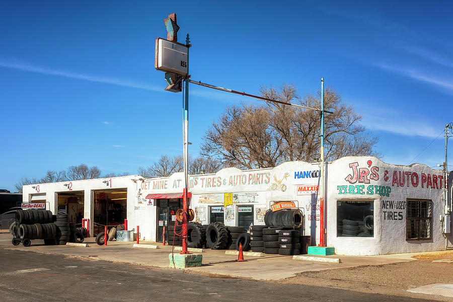 Route 66 - Jrs Tire and Auto Parts - Moriarty, NM Photograph by Susan Rissi Tregoning